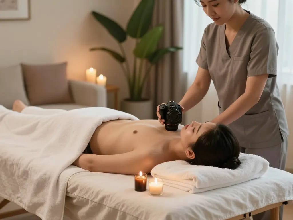 Experience 출장마사지 in a serene home setting, with a skilled therapist providing a relaxing massage.