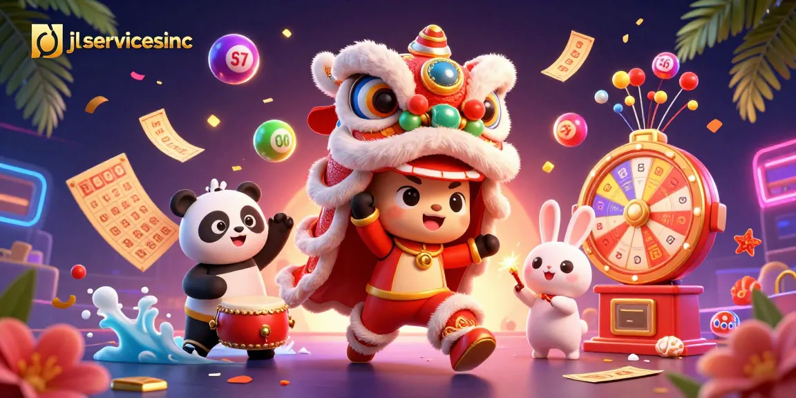 Experience the excitement of jlsservicesinc's colorful lottery game elements in a vibrant 3D scene.