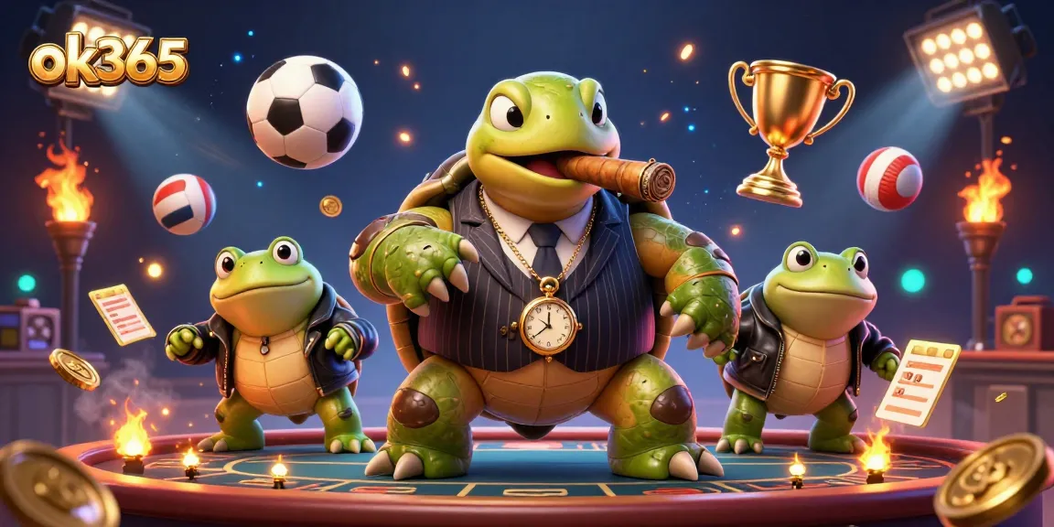 Experience thrilling gaming action with ok365's vibrant casino-themed 3D illustration.