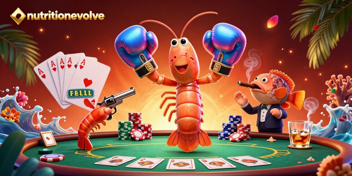 Experience thrilling gameplay at nutritionevolve with lively mantis shrimp and poker elements in an exciting casino atmosphere.
