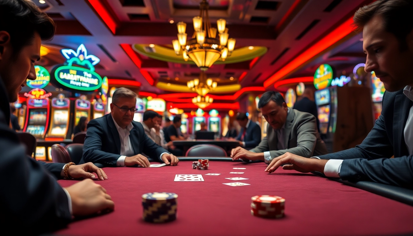 Vegas hero wins at a poker table in a bustling casino, showcasing excitement and strategy.