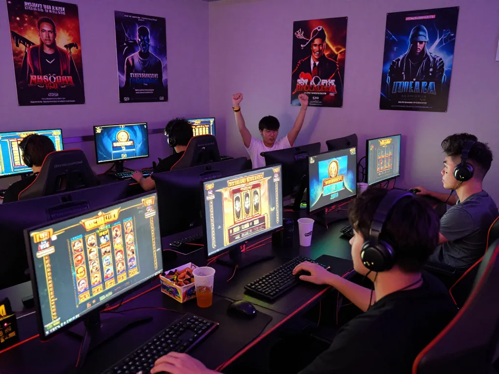 Players celebrating wins with slot gacor games in an exciting gaming environment