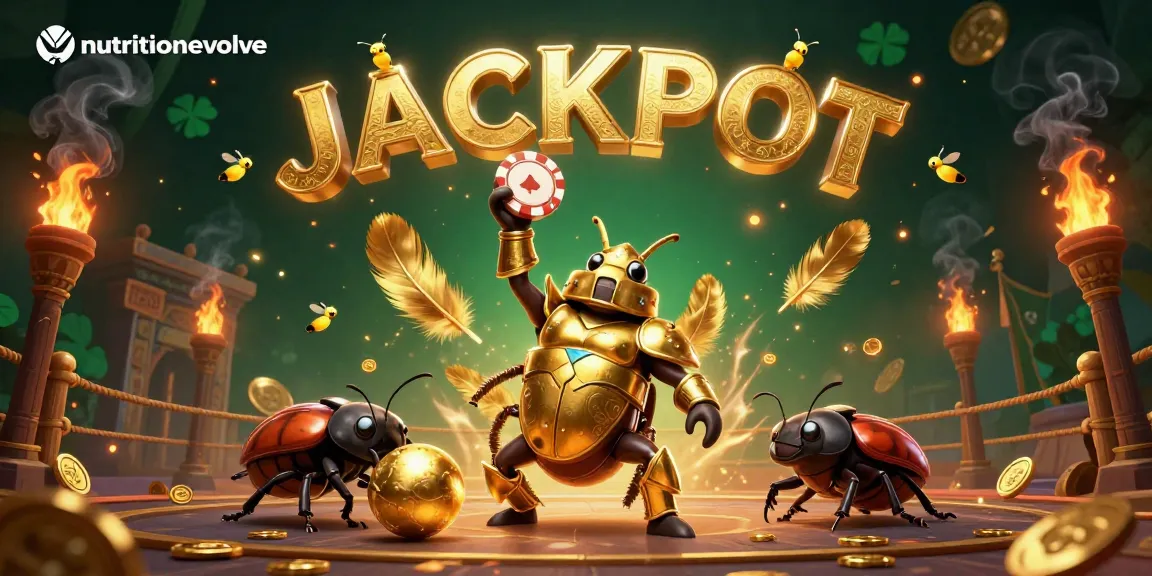 Players experience the thrill of winning with nutritionevolve while the lucky beetles celebrate the jackpot.