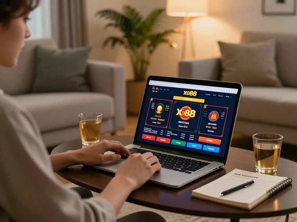 Engaging with the xo88 casino app for strategic online gaming in a comfortable home setting.