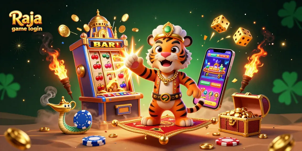 Spin and win with Raja game login featuring a vibrant Arabian Nights theme and slot machine action.