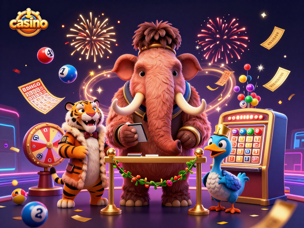 Experience the excitement of a vibrant casino atmosphere with a mammoth bouncer checking IDs.