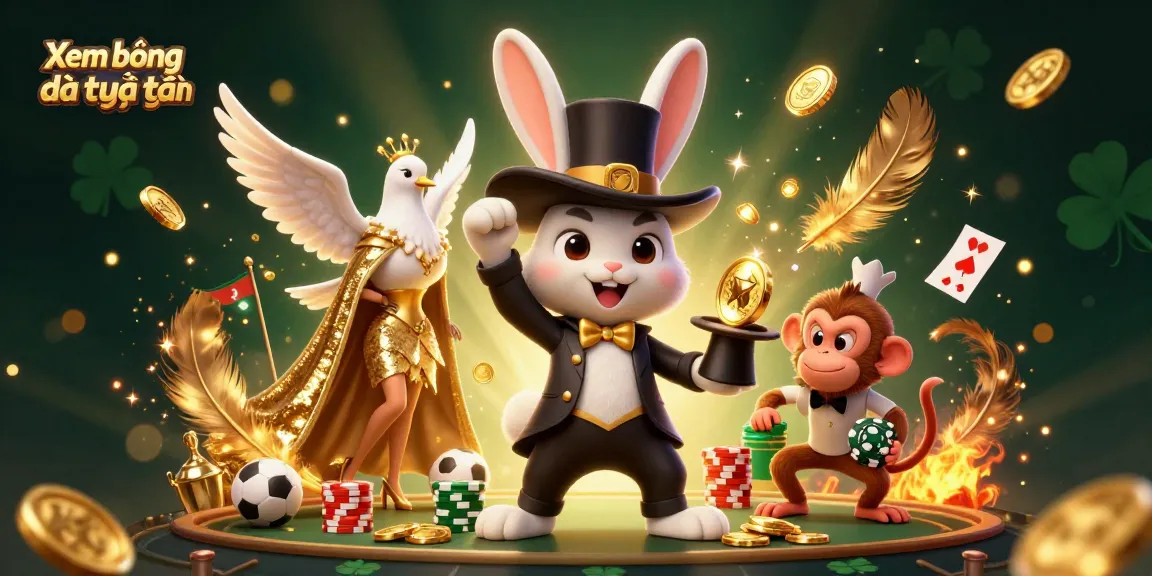 Xem bóng đá trực tiếp, a magician rabbit conjuring coins amid lively gambling scene