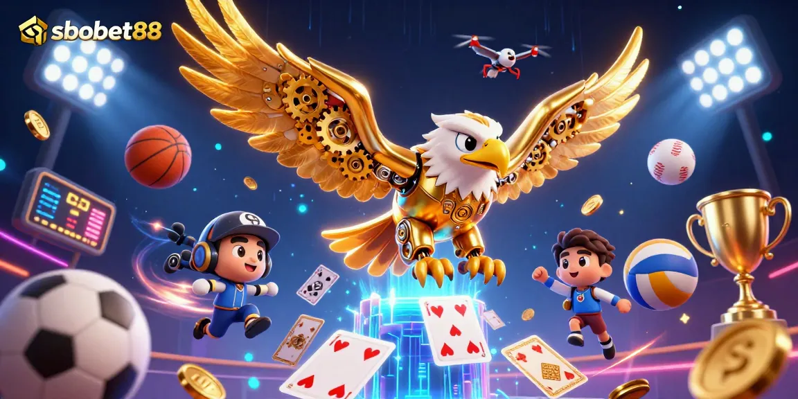 Win big with sbobet88 amidst a vibrant scene of sports betting excitement and dynamic gaming elements.