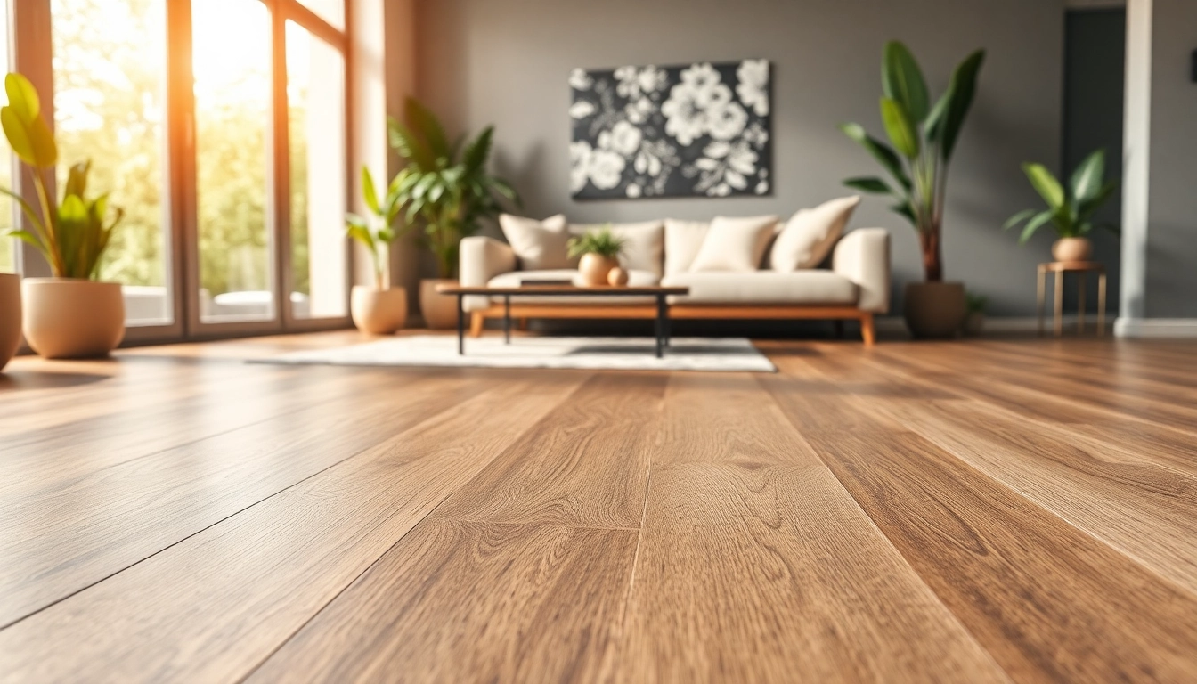 Showcasing vinyl plank flooring with a textured finish in a modern living room setup.