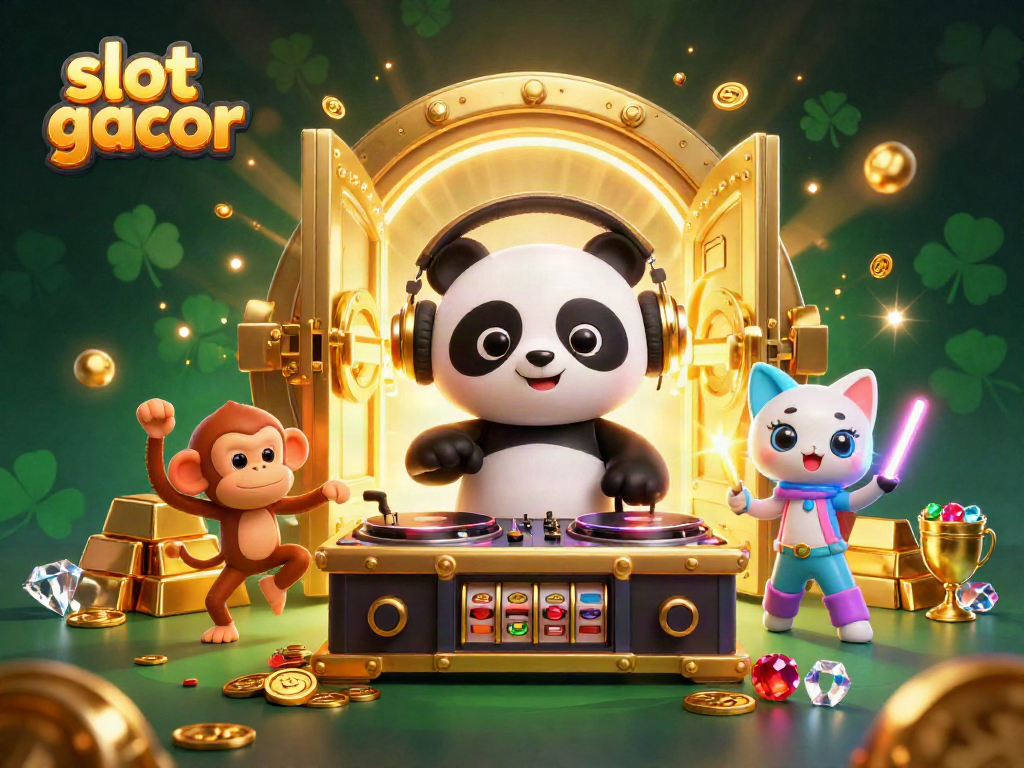 Experience the thrill of slot gacor with this exhilarating 3D digital illustration featuring casino characters.