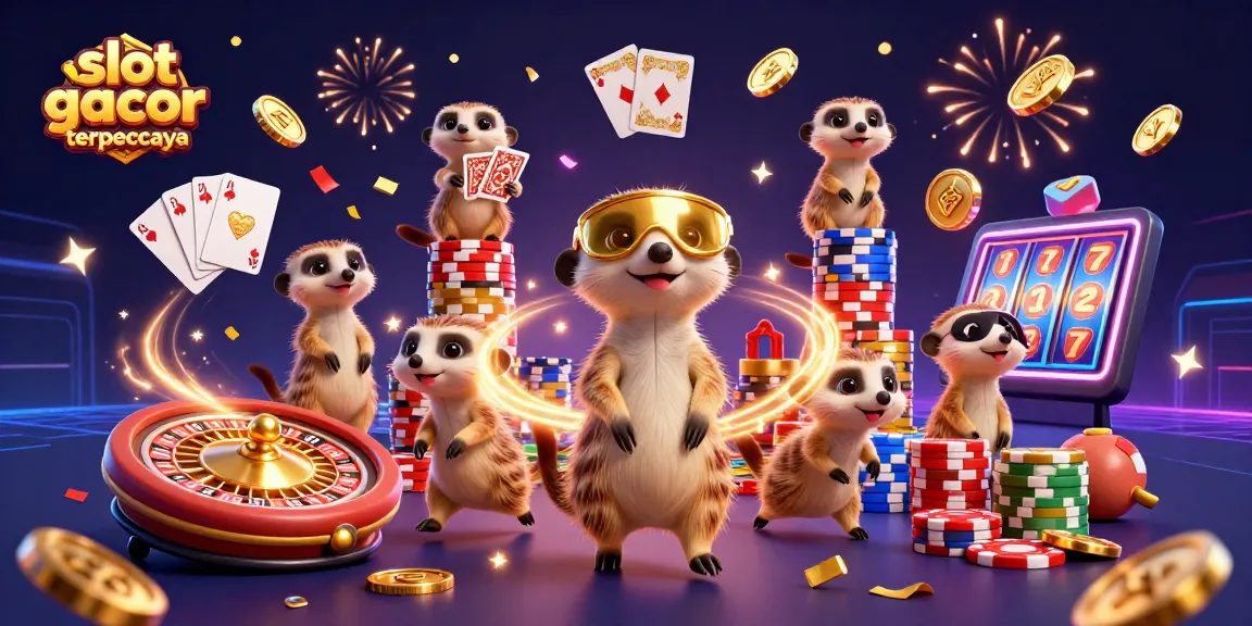 Experience the excitement of slot gacor terpercaya with energetic meerkats running a vibrant casino operation.
