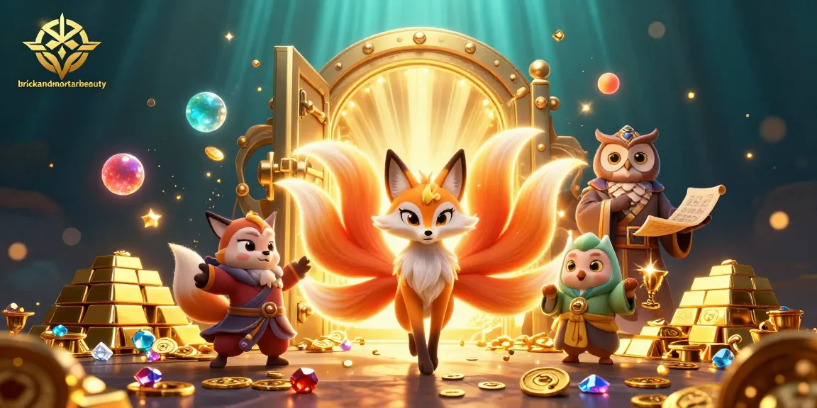 Hit big wins at brickandmortarbeauty with vibrant casino elements and illuminated fox spirit.