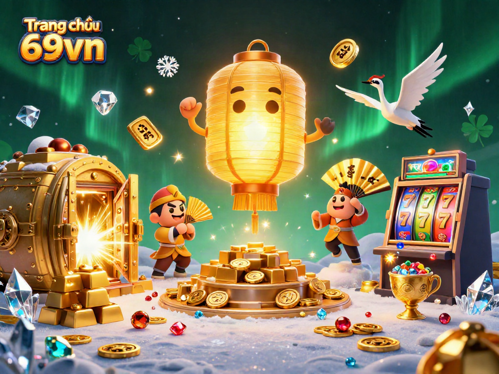 Engage with Trang chủ 69vn's vibrant casino scenes featuring thrilling slot machines and golden treasures.