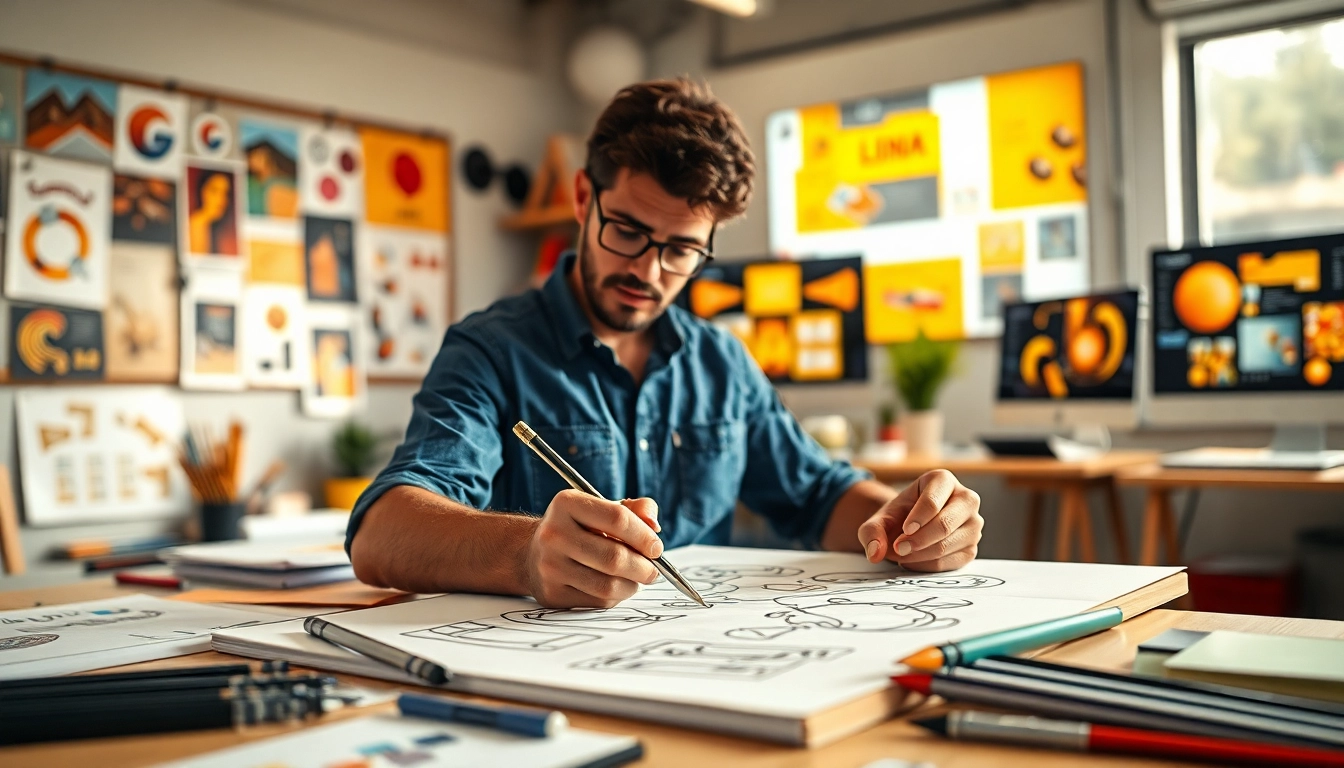 Creatively illustrating design processes at https://bestdesignersintheworld.com/ with a designer engaged at work.