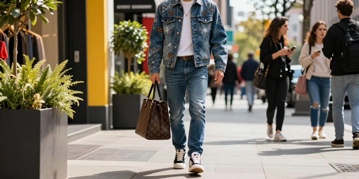 Fashionable urban scene featuring a person in a 레플리카 outfit highlighting modern street style and confidence.