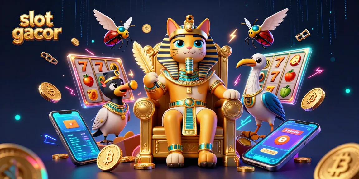 Experience the thrill of slot gacor with vibrant characters and glowing casino elements.
