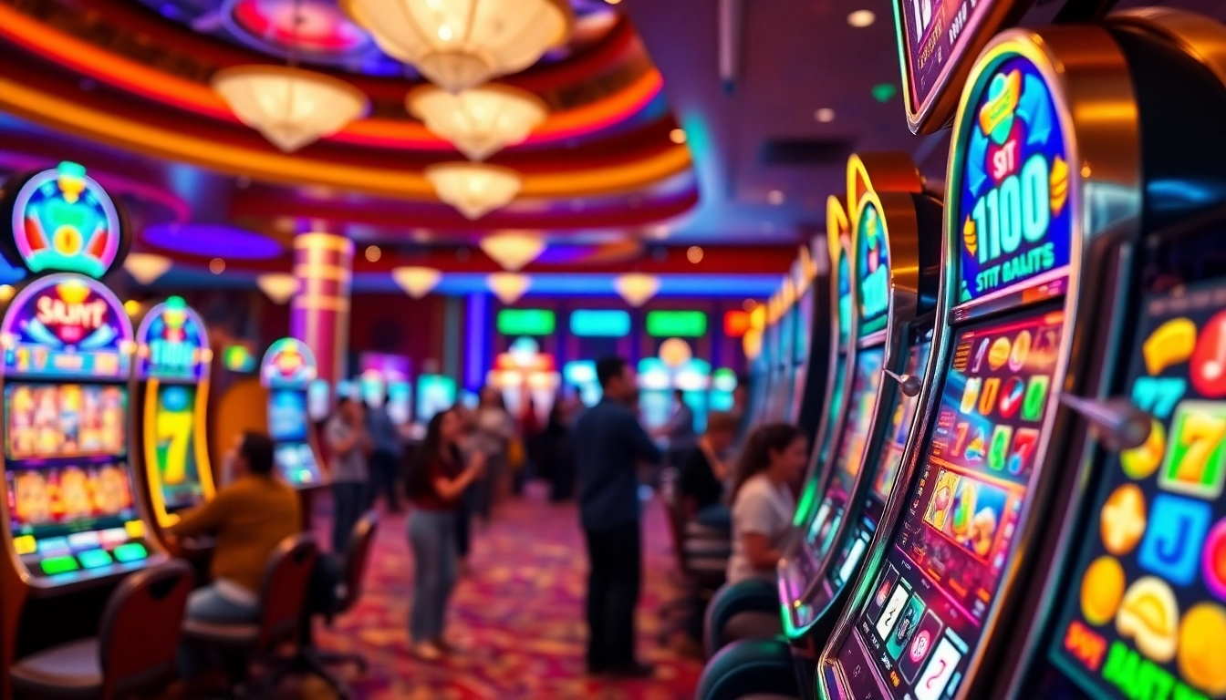 Menang besar dengan permainan slot777 di mesin yang penuh warna di kasino.