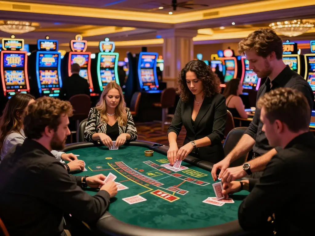 Engaged players enjoying a game at the best widget store casino with dynamic blackjack gameplay