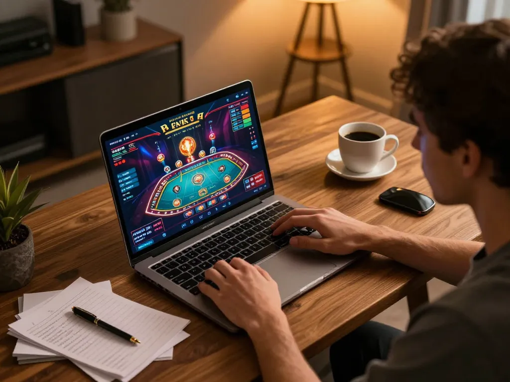 Engaging gameplay at nhà cái 98win revealed on a stylish laptop, showcasing strategic online gaming.