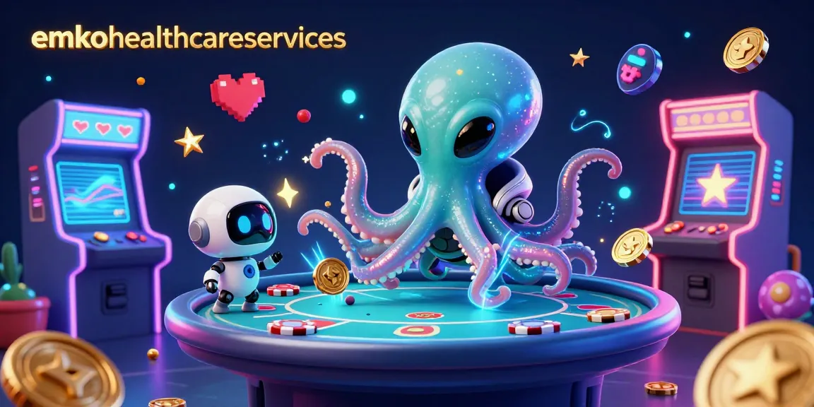Experience dynamic gaming with emkohealthcareservices at a colorful casino scene featuring 3D elements and interactive characters.