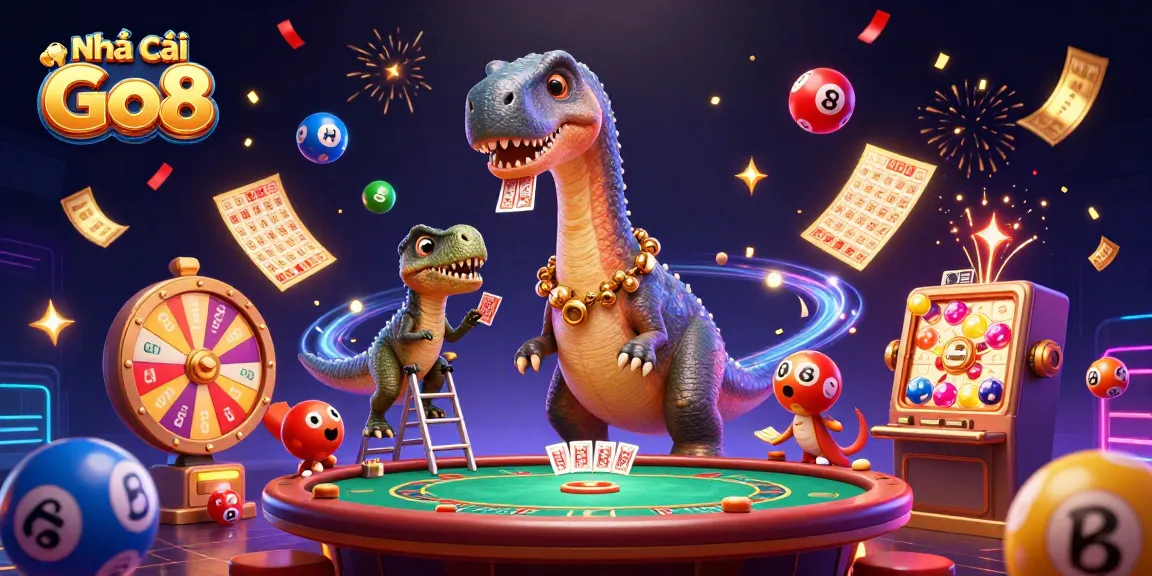 Experience the excitement with Nhà cái Go8 in this vibrant, dynamic casino illustration.