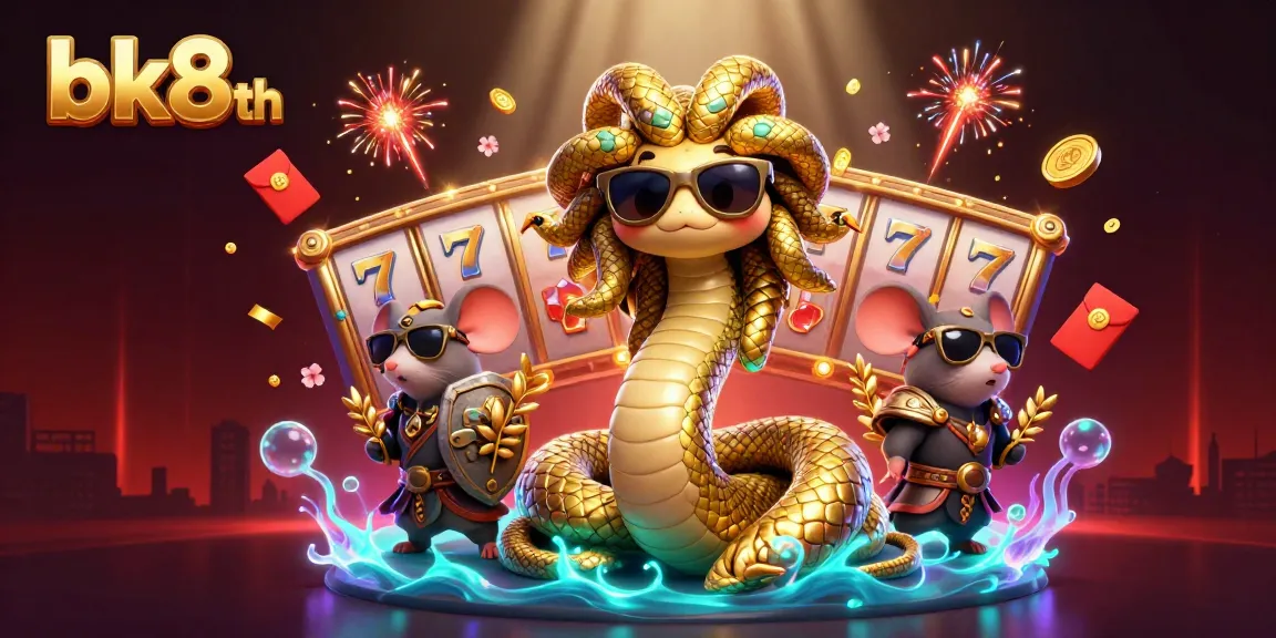 Engage in thrilling slots with bk8th: a vibrant scene of games, characters, and fortune.