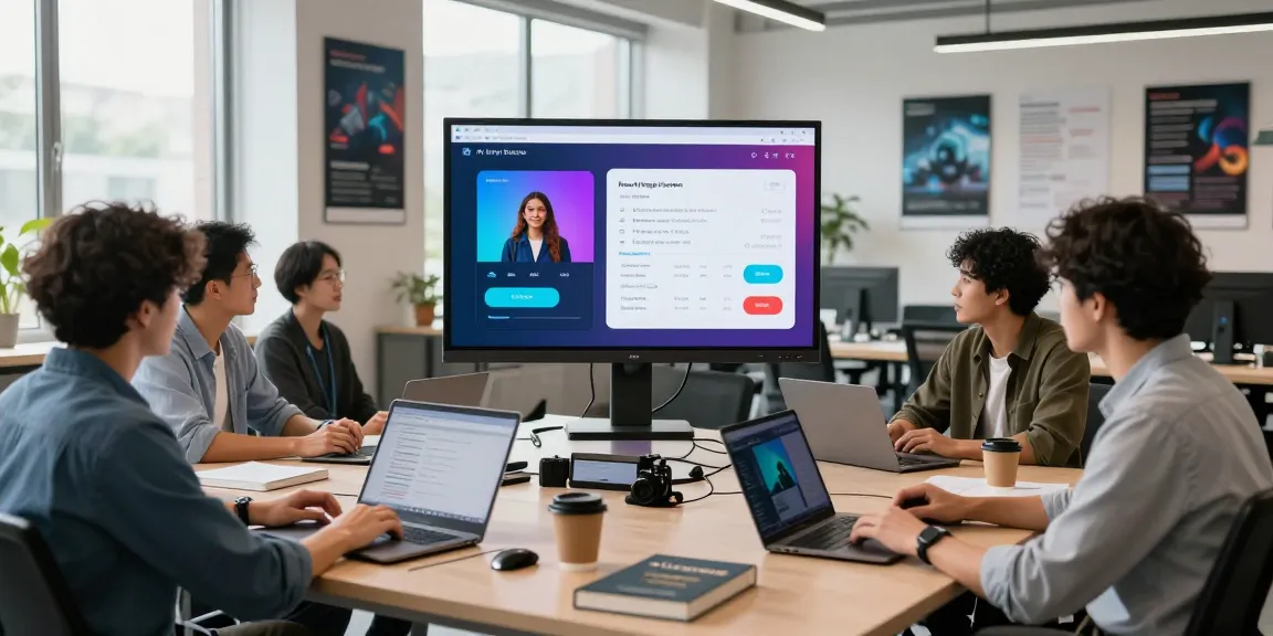 Collaborative workspace showcasing a free ai image detector tool in action, with diverse team analyzing AI image detection algorithms.