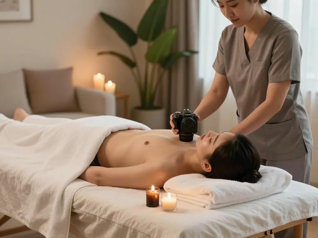 Experience 출장마사지 in a serene home setting, with a skilled therapist providing a relaxing massage.