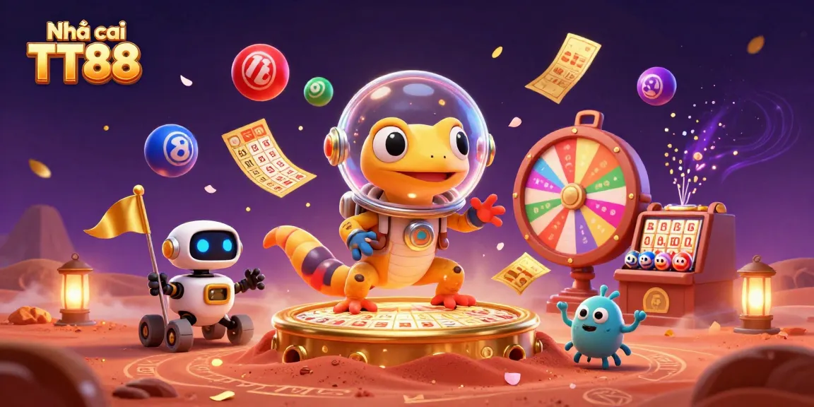 Experience the thrill of Nhà cái TT88 with a Martian gecko discovering a golden casino.