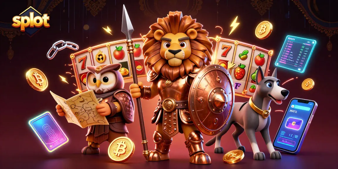 Spin and win big with slot action featuring a Spartan lion and vibrant casino elements.