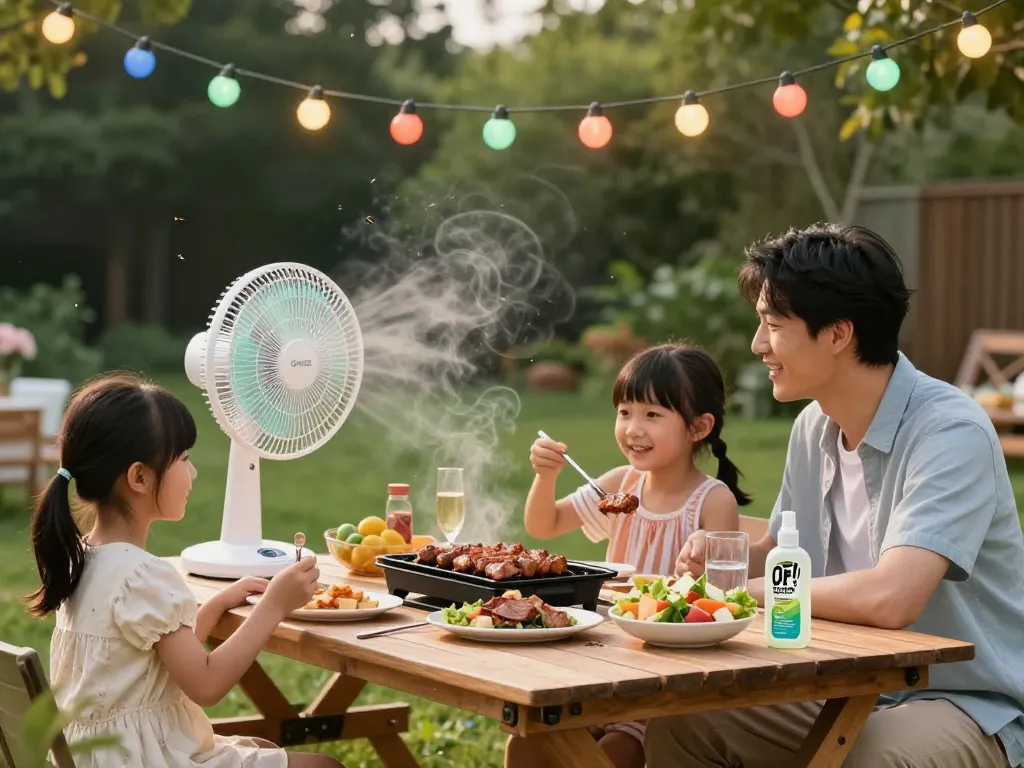 Families enjoying a barbecue with the best mosquito repellent to ensure a comfortable outdoor evening.